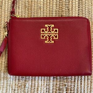Tory Burch Britten Red Pebble Wristlet